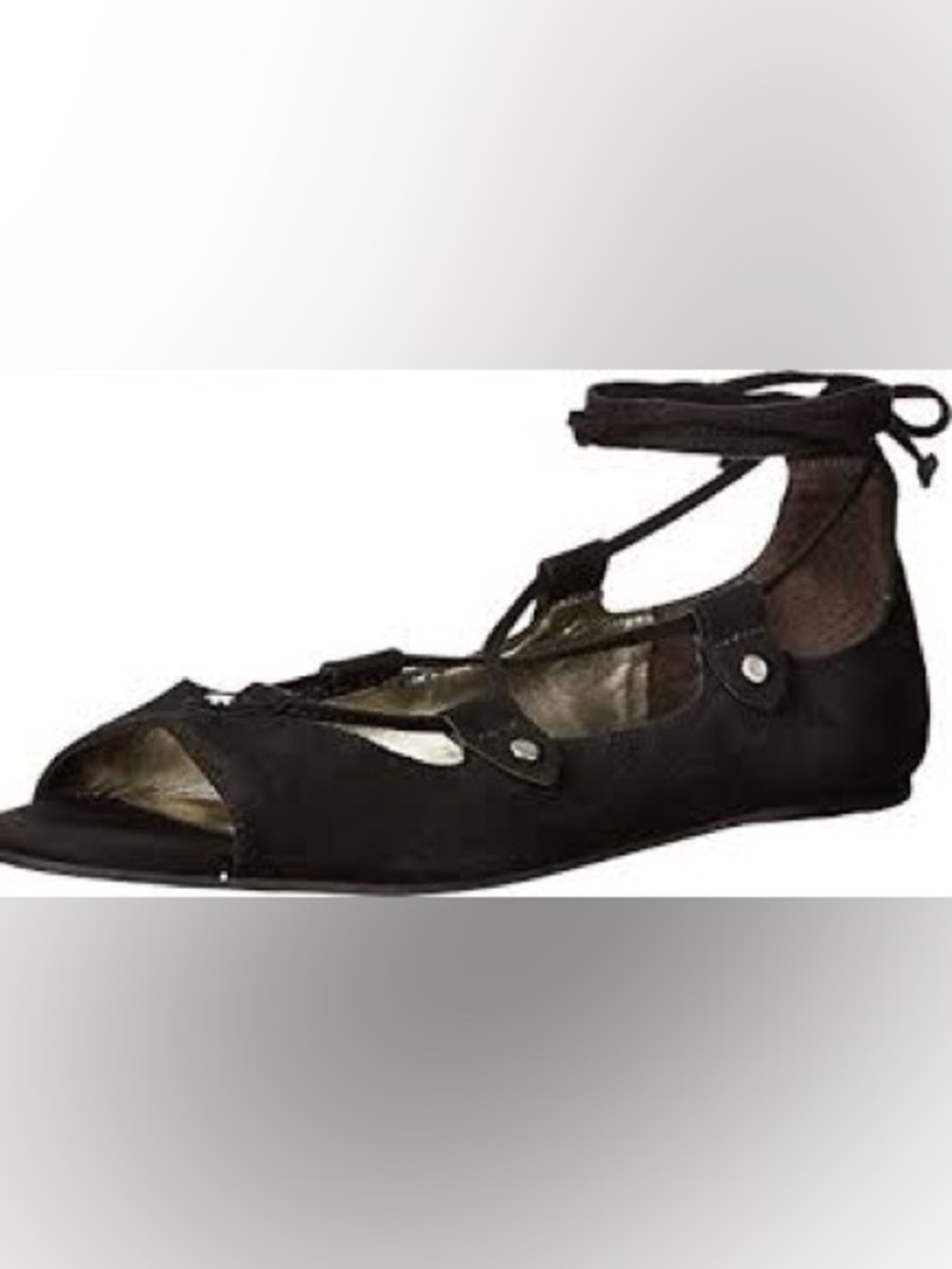 Carlos by Carlos‎ Santana Black Lace-Up Ankle Flat Sandals